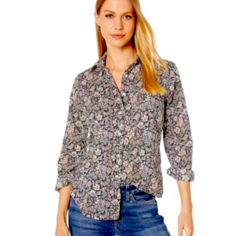 J.Crew Slim Perfect Fit Shirt in Liberty print White Garden. Barely worn, EUC.
